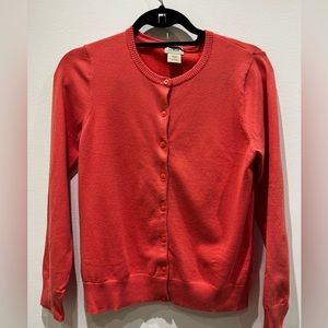 LLBean crew neck button front cardigan coral
